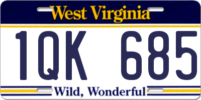 WV license plate 1QK685