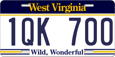 WV license plate 1QK700