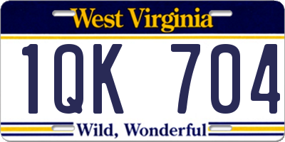WV license plate 1QK704