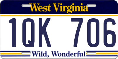 WV license plate 1QK706