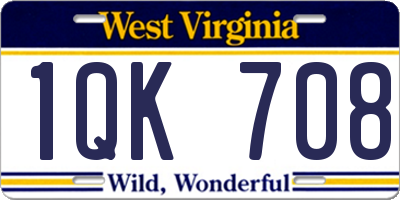 WV license plate 1QK708