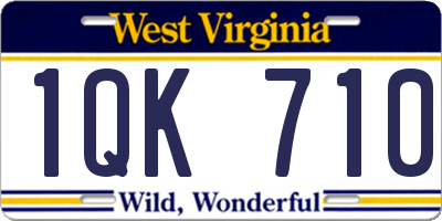 WV license plate 1QK710