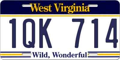 WV license plate 1QK714