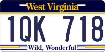 WV license plate 1QK718