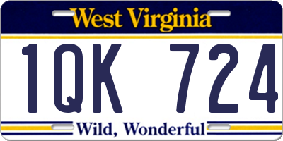 WV license plate 1QK724