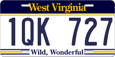 WV license plate 1QK727