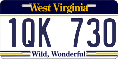 WV license plate 1QK730