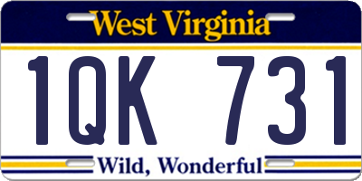 WV license plate 1QK731