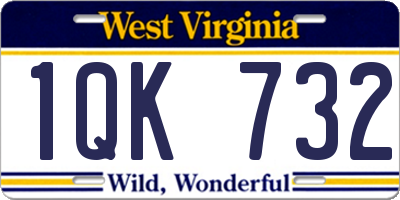 WV license plate 1QK732