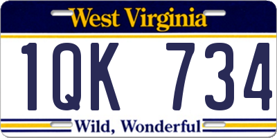 WV license plate 1QK734