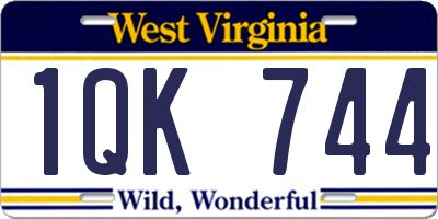 WV license plate 1QK744