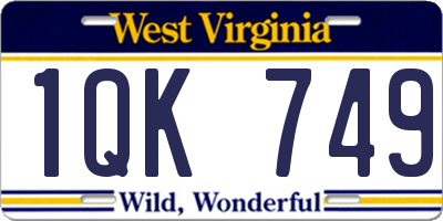 WV license plate 1QK749