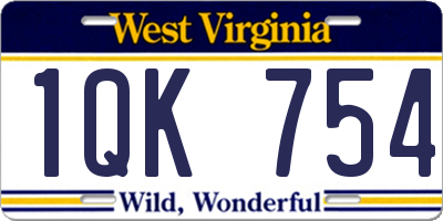 WV license plate 1QK754