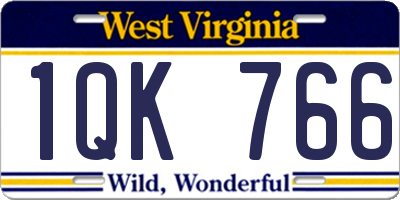 WV license plate 1QK766