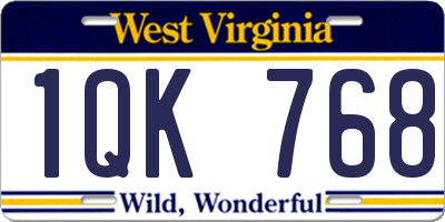 WV license plate 1QK768