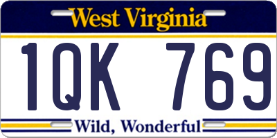WV license plate 1QK769