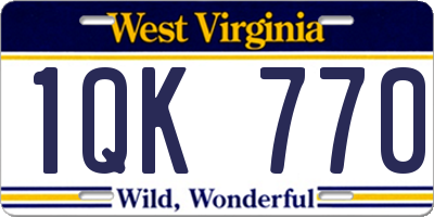 WV license plate 1QK770
