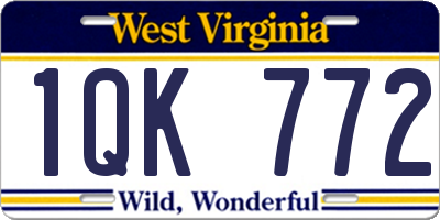 WV license plate 1QK772