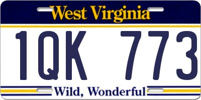 WV license plate 1QK773
