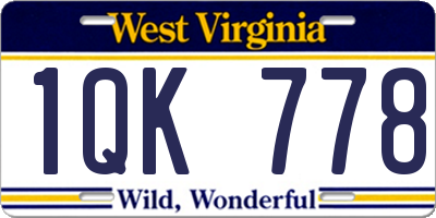 WV license plate 1QK778
