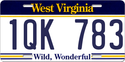 WV license plate 1QK783