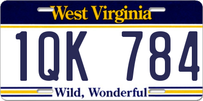 WV license plate 1QK784