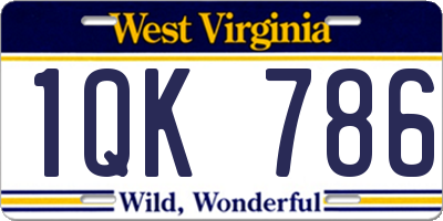WV license plate 1QK786