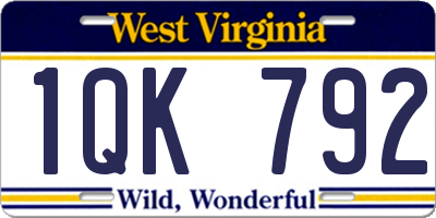 WV license plate 1QK792