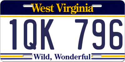 WV license plate 1QK796