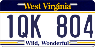 WV license plate 1QK804