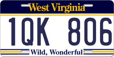 WV license plate 1QK806