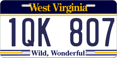 WV license plate 1QK807