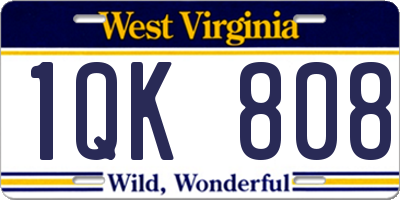 WV license plate 1QK808