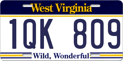 WV license plate 1QK809