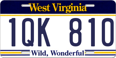 WV license plate 1QK810