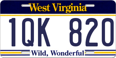 WV license plate 1QK820