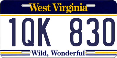 WV license plate 1QK830