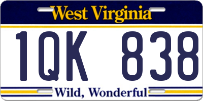 WV license plate 1QK838