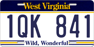 WV license plate 1QK841