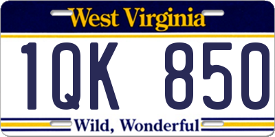 WV license plate 1QK850