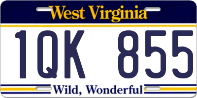 WV license plate 1QK855