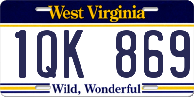 WV license plate 1QK869