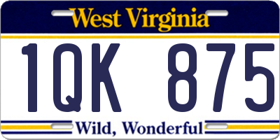 WV license plate 1QK875