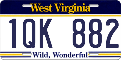 WV license plate 1QK882