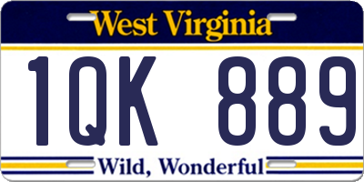 WV license plate 1QK889