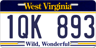 WV license plate 1QK893