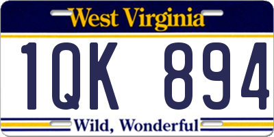 WV license plate 1QK894