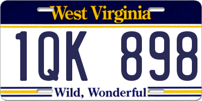 WV license plate 1QK898