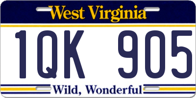 WV license plate 1QK905