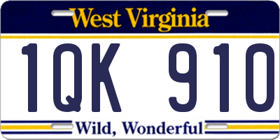 WV license plate 1QK910